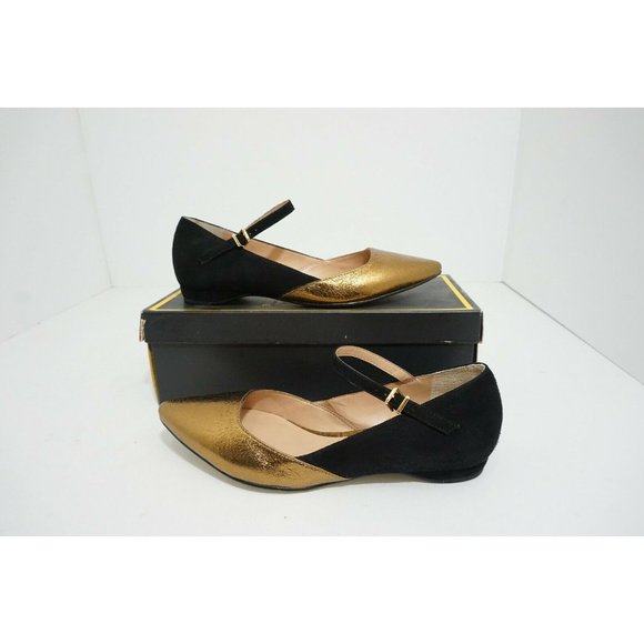 Pour La Victoire Bonat Flat Bronze Black Women's Flats Ankle Strap US 7.5 M $250 - Picture 3 of 11